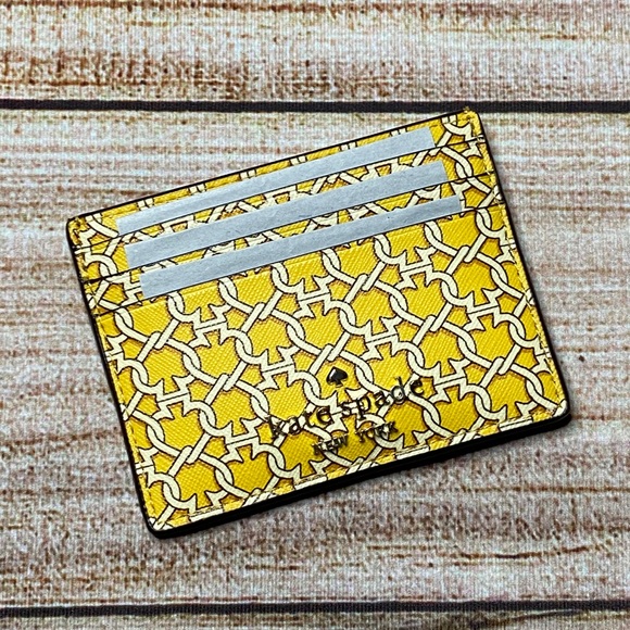 Kate Spade NWT “Spade Links” Yellow Card Holder - Picture 2 of 7